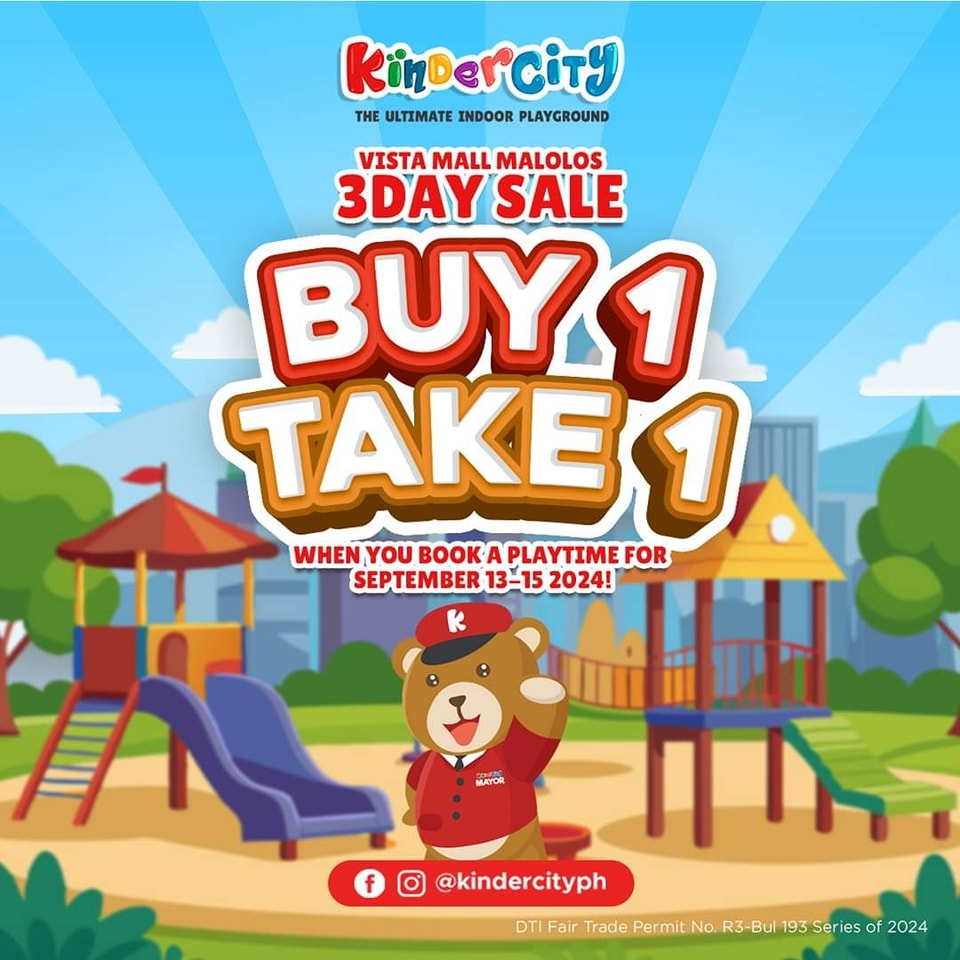 Exciting 3-Day Sale at Vista Mall Malolos: Buy 1 Take 1 Playtime at KinderCity!